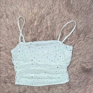 White Rhinestone Ruched Crop Top – Size S ✨